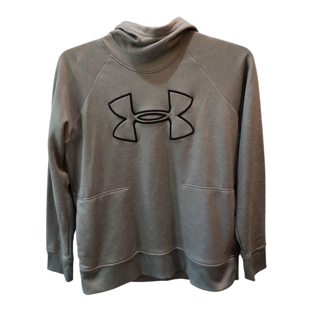 Under Armour Womens Large Gray Loose Fit Cold Gear Pullover Hoodie Sweatshirt L